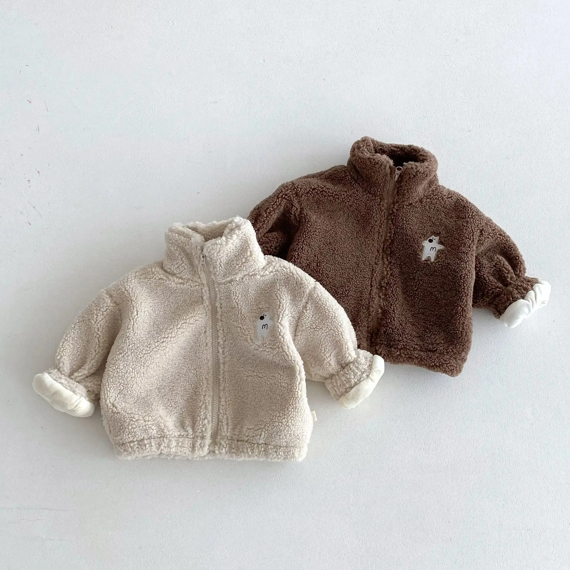 Little Bear Print Sherpa Jacket