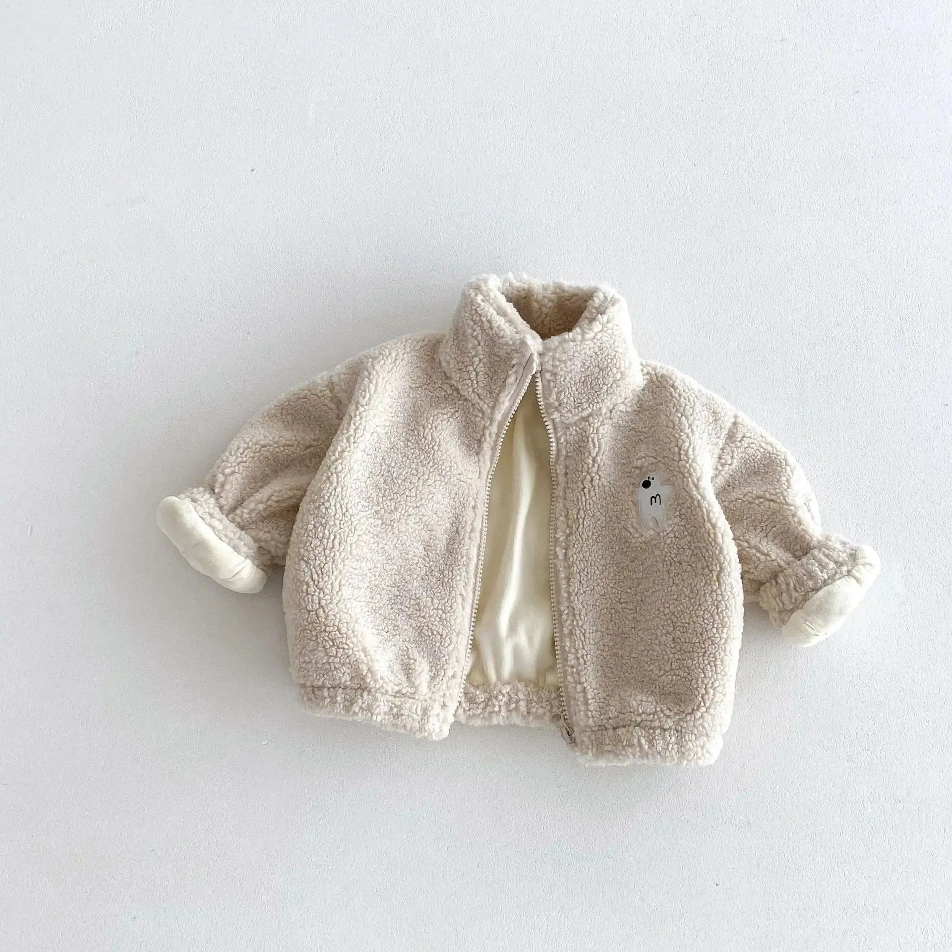 Little Bear Print Sherpa Jacket