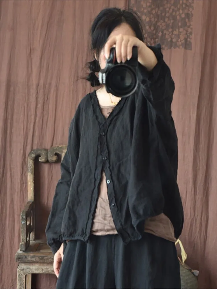 Loose Linen Ripped Coat