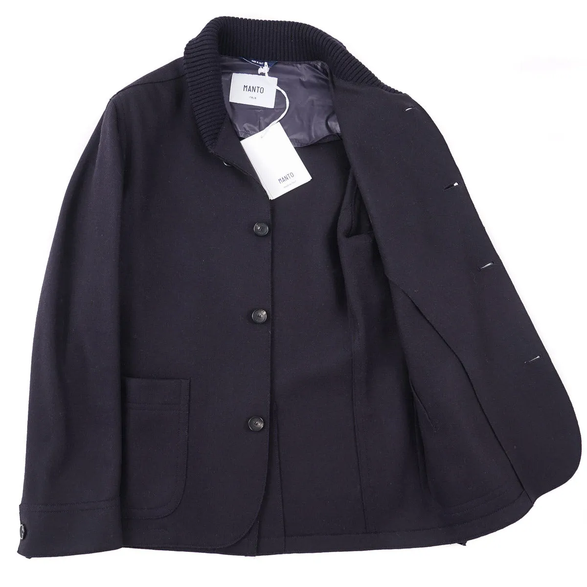 Manto Wool-Cashmere Jacket with Knit Collar