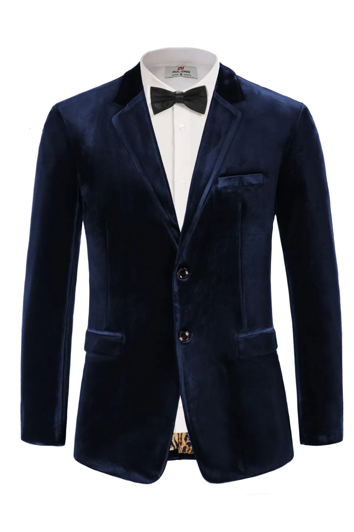 Men Velvet Party Blazer Stylish Notch Lapel Two Buttons Blazer Casual Coat