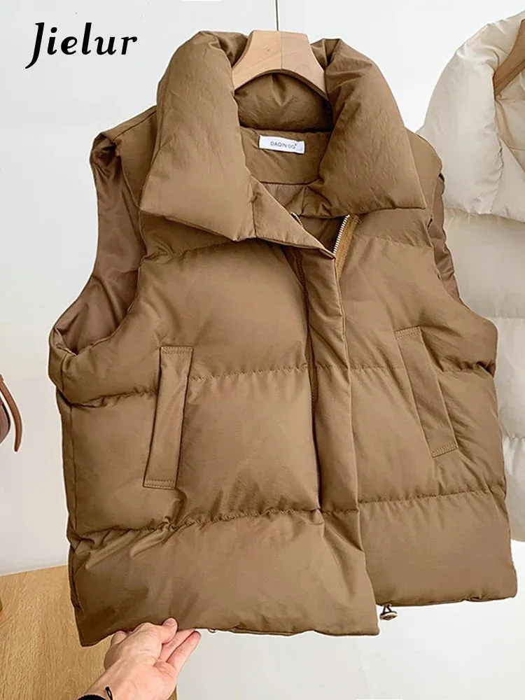 Metaversmall Women Jacket Sleeveless Pocket Loose Female Winter Vest New Fashion Daily Casual Ins Stylish Female Outwear Size M-2XL