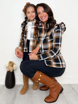 Mommy and Me Plaid Ruffled Bomber Jacket