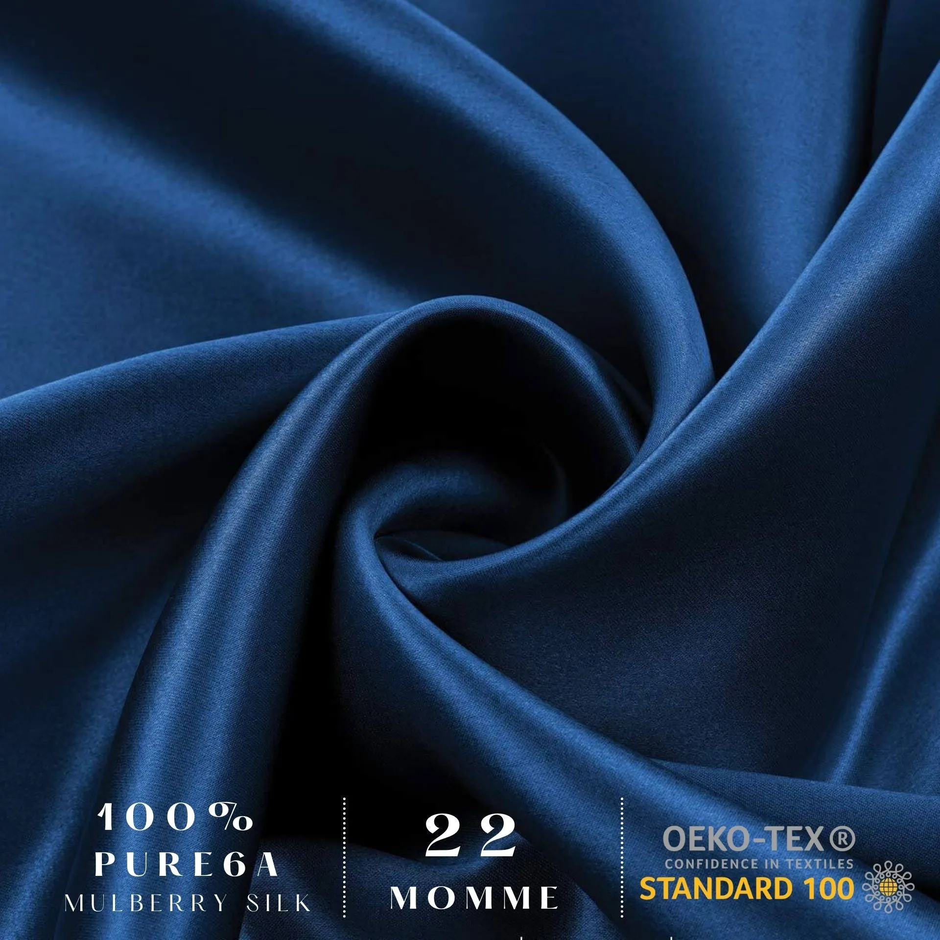 Navy Blue Silk Pillowcase - NZ Standard Size - Zip Closure