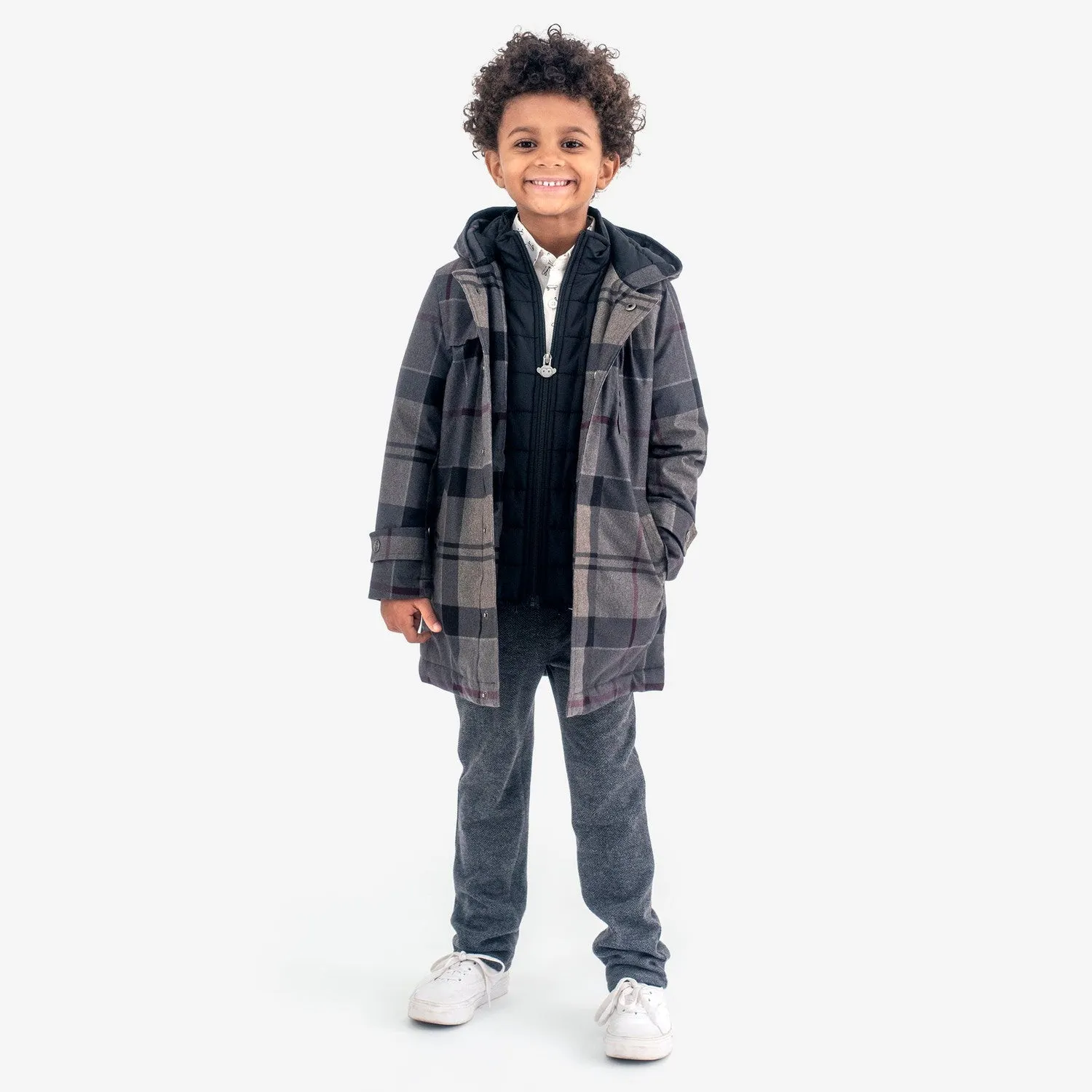 New Gotham Coat | Grey Plaid