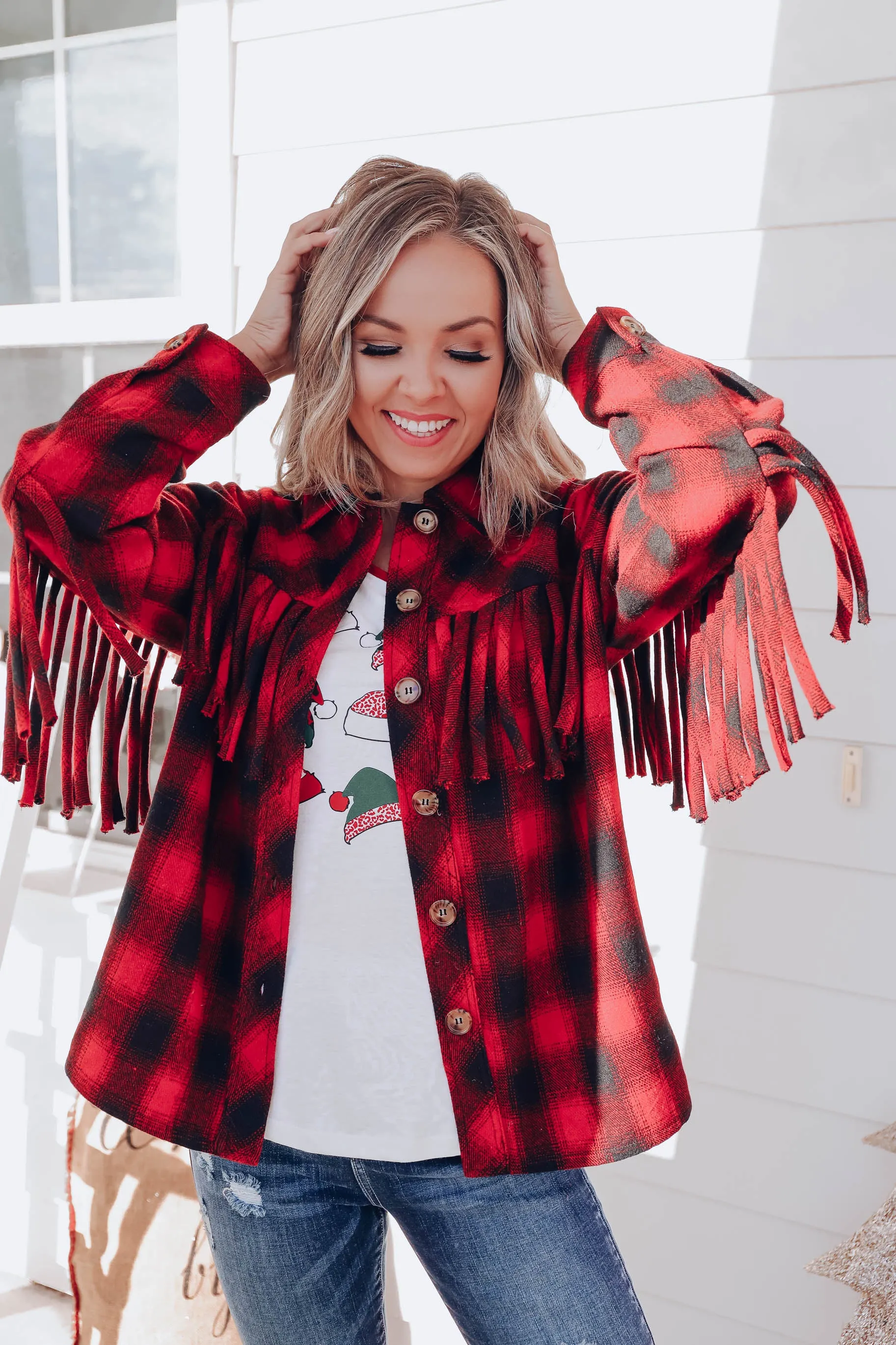 Not Your Same Old Plaid Jacket - Red