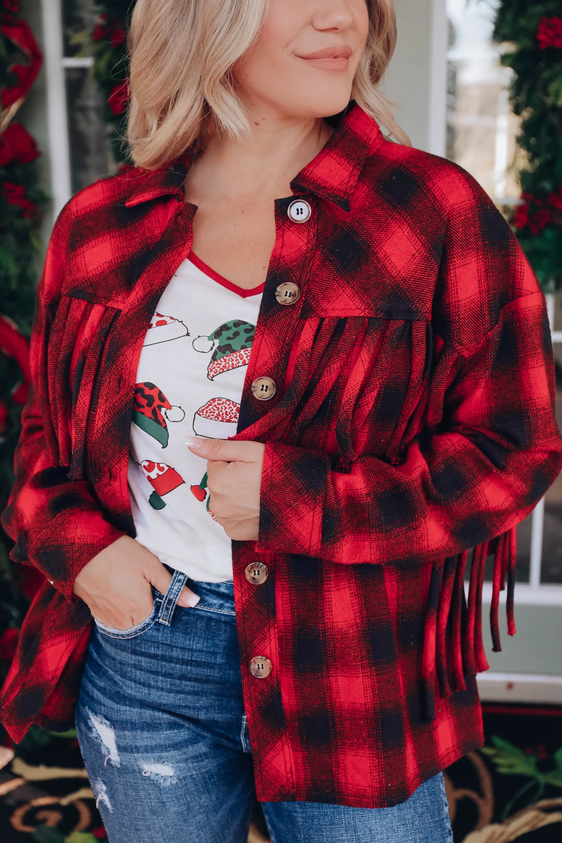 Not Your Same Old Plaid Jacket - Red