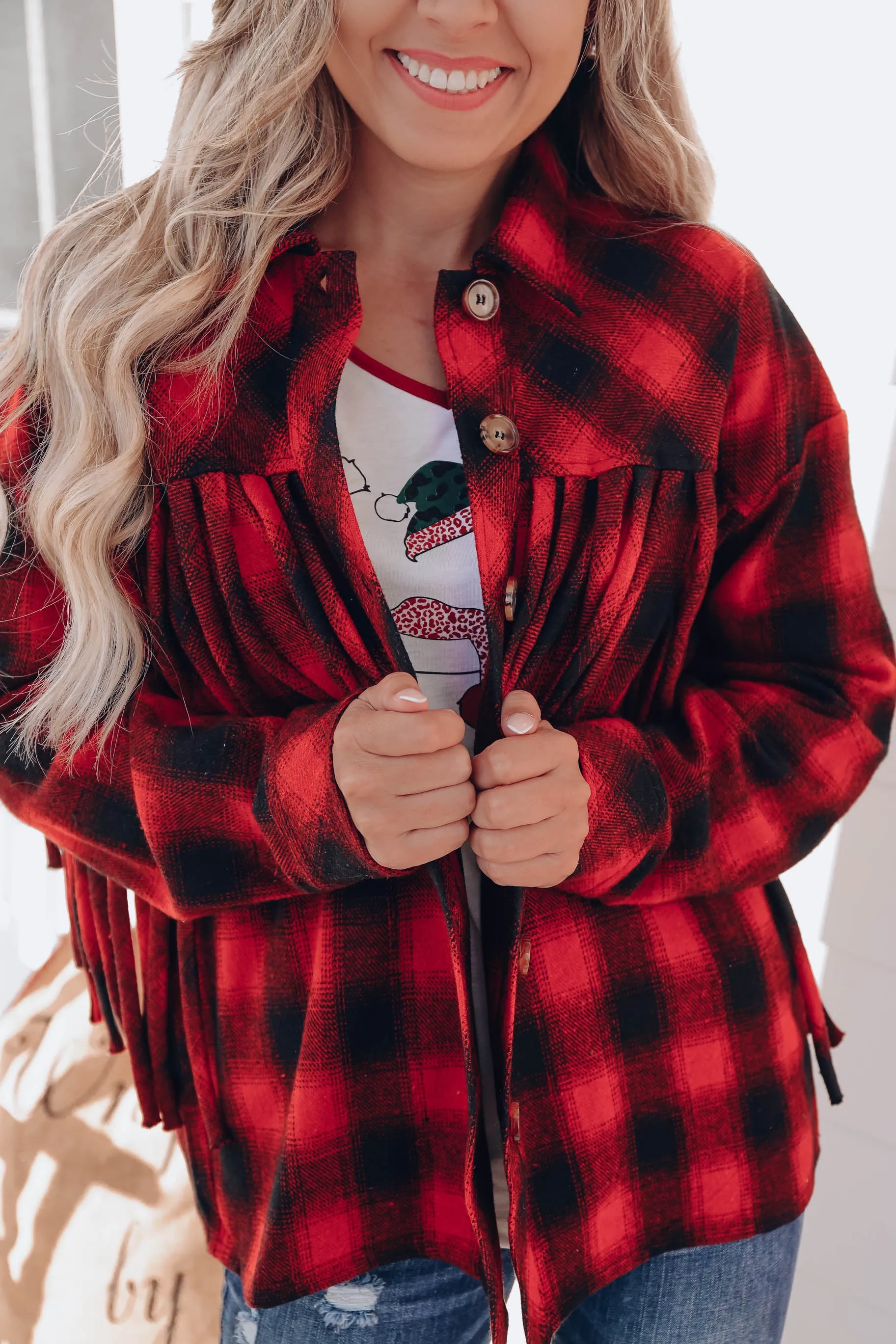 Not Your Same Old Plaid Jacket - Red