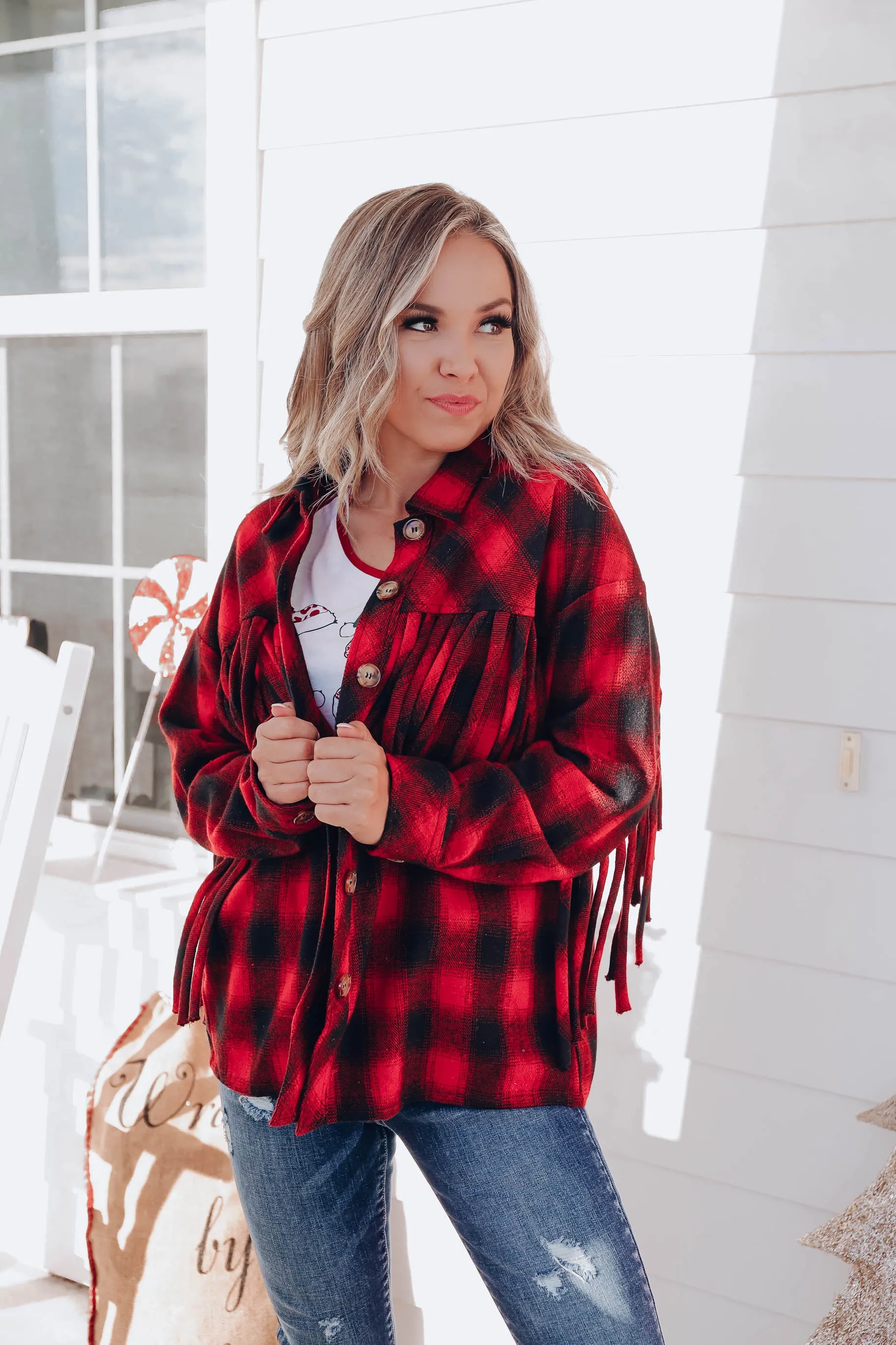 Not Your Same Old Plaid Jacket - Red