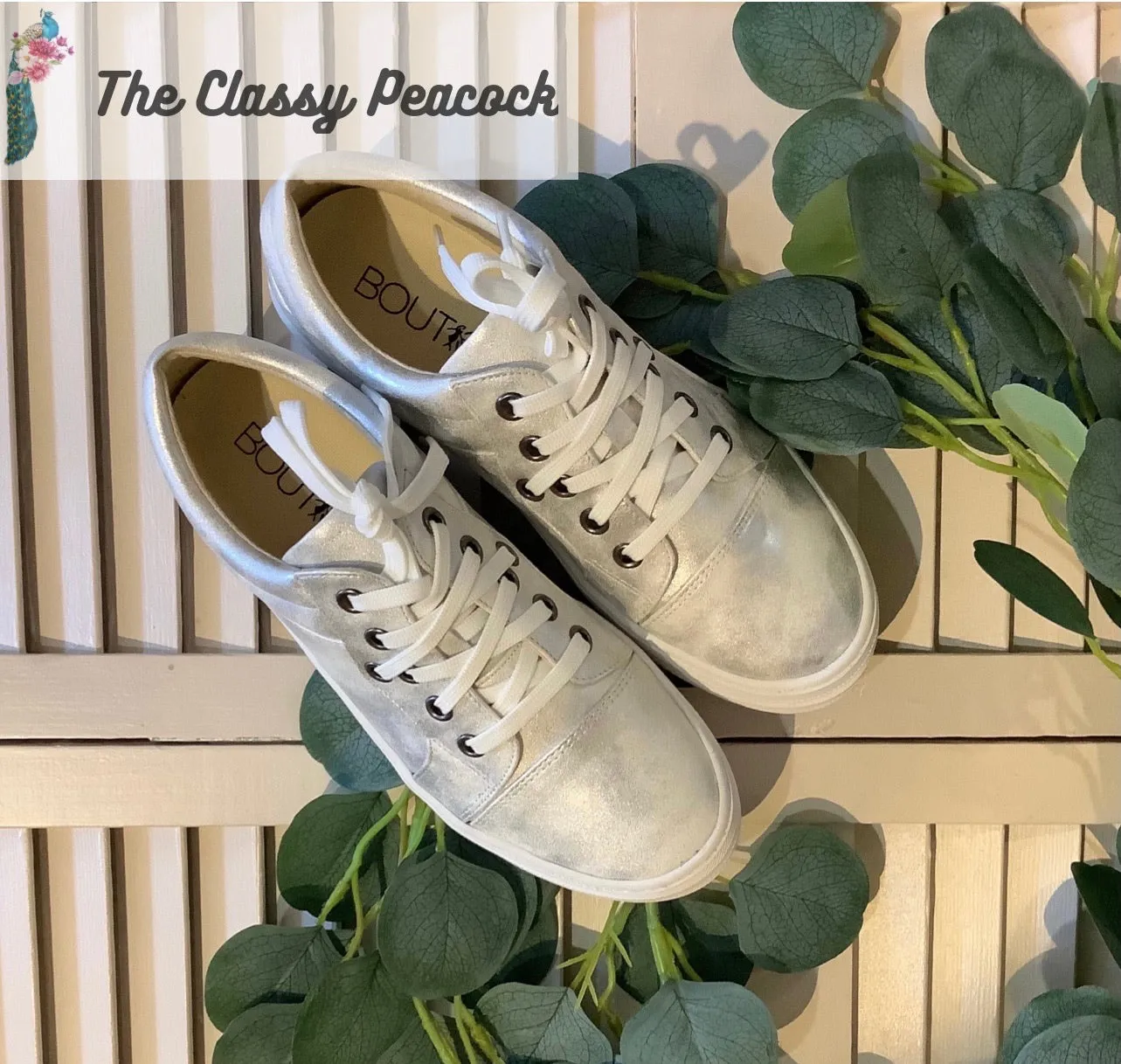 Piña Colada White & Sliver Metallic Sneakers | Boutique by Corkys