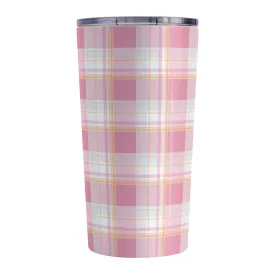 Pink Orange Plaid Tumbler Cup