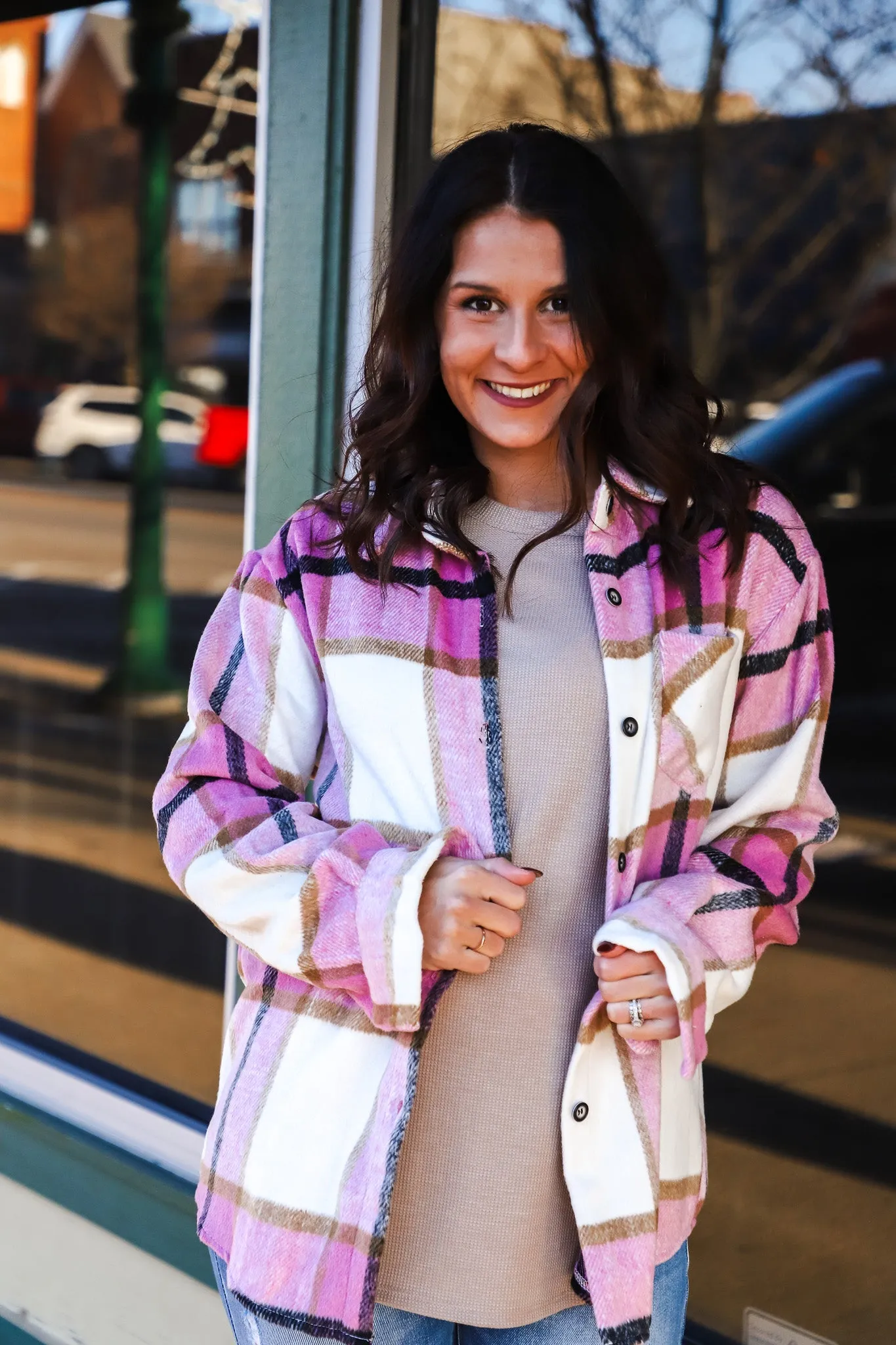 Pink Plaid Flannel Jacket