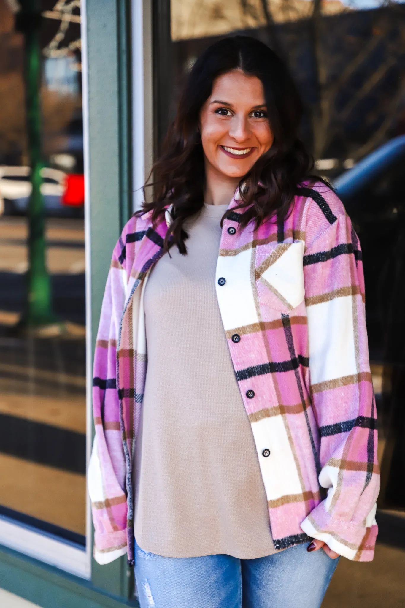 Pink Plaid Flannel Jacket