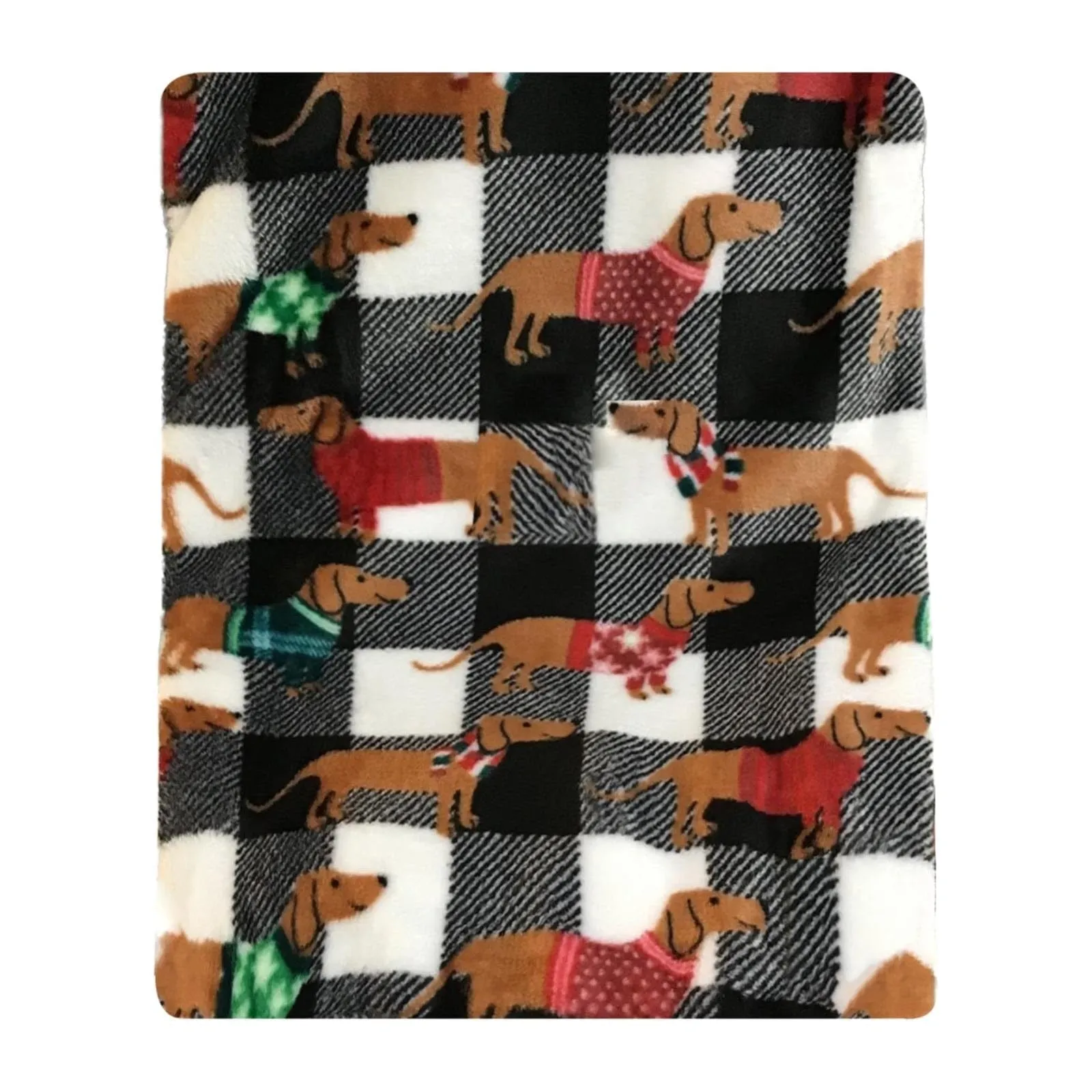 Plaid Dachshund Throw Blanket