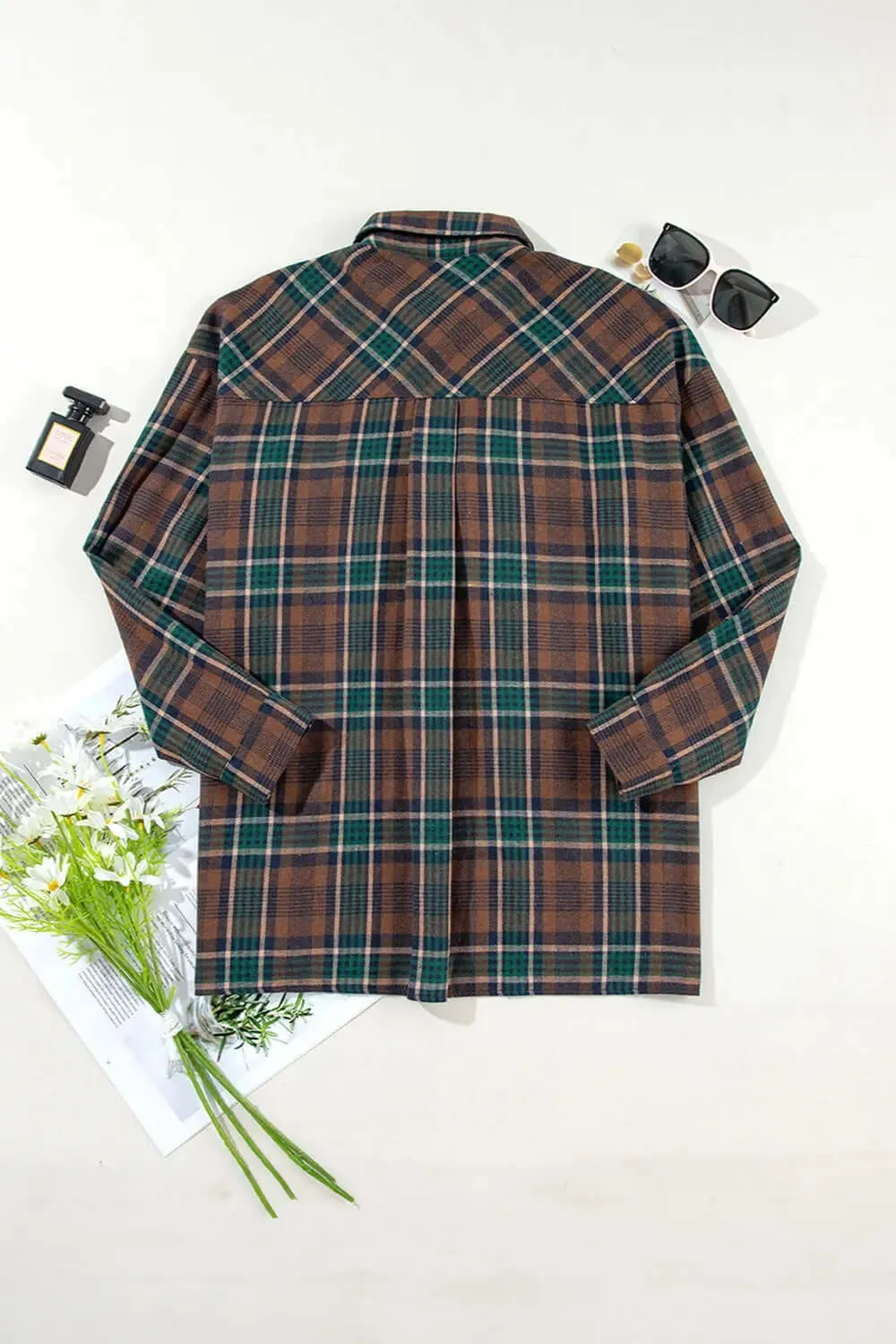 Plaid Long Sleeve Button Up Jacket