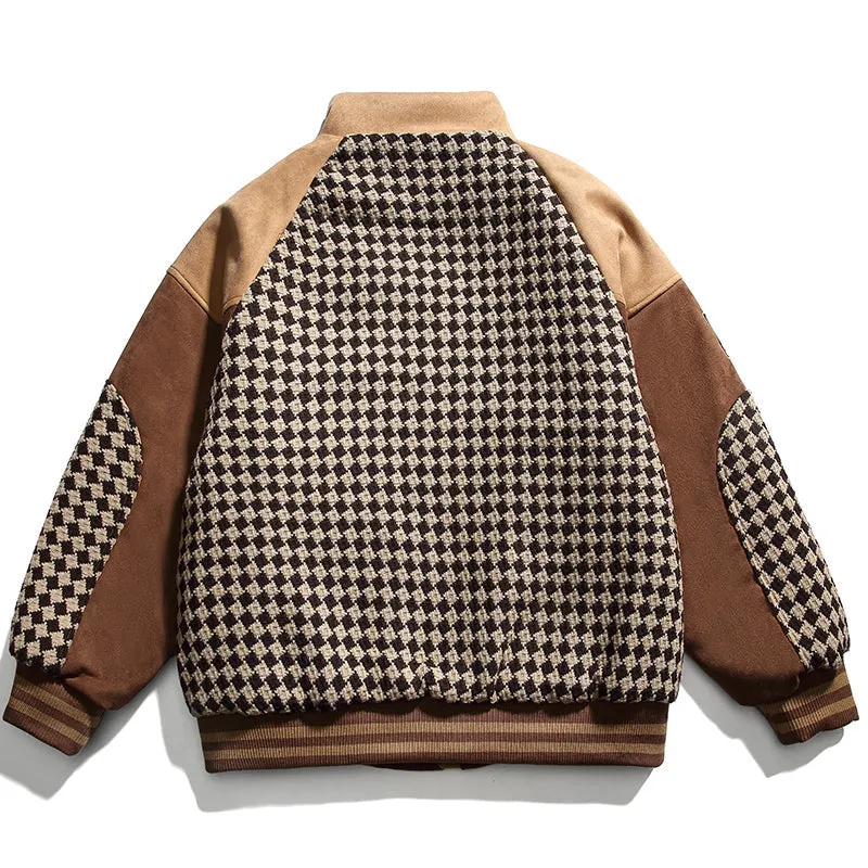 PopFlying Suede Winter Coat Braided Plaid