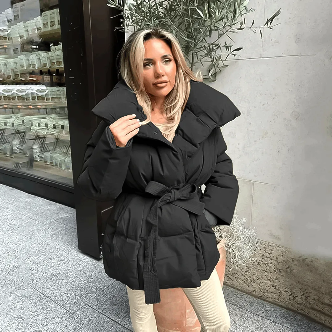 Puffer Tie Waist Fashion Jackets