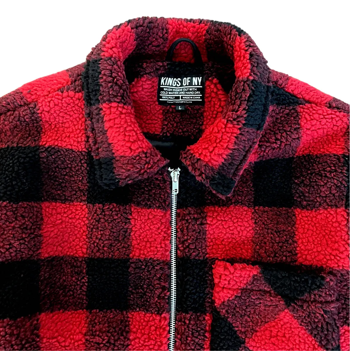 Red And Back Buffalo Plaid Mens Sherpa Jacket