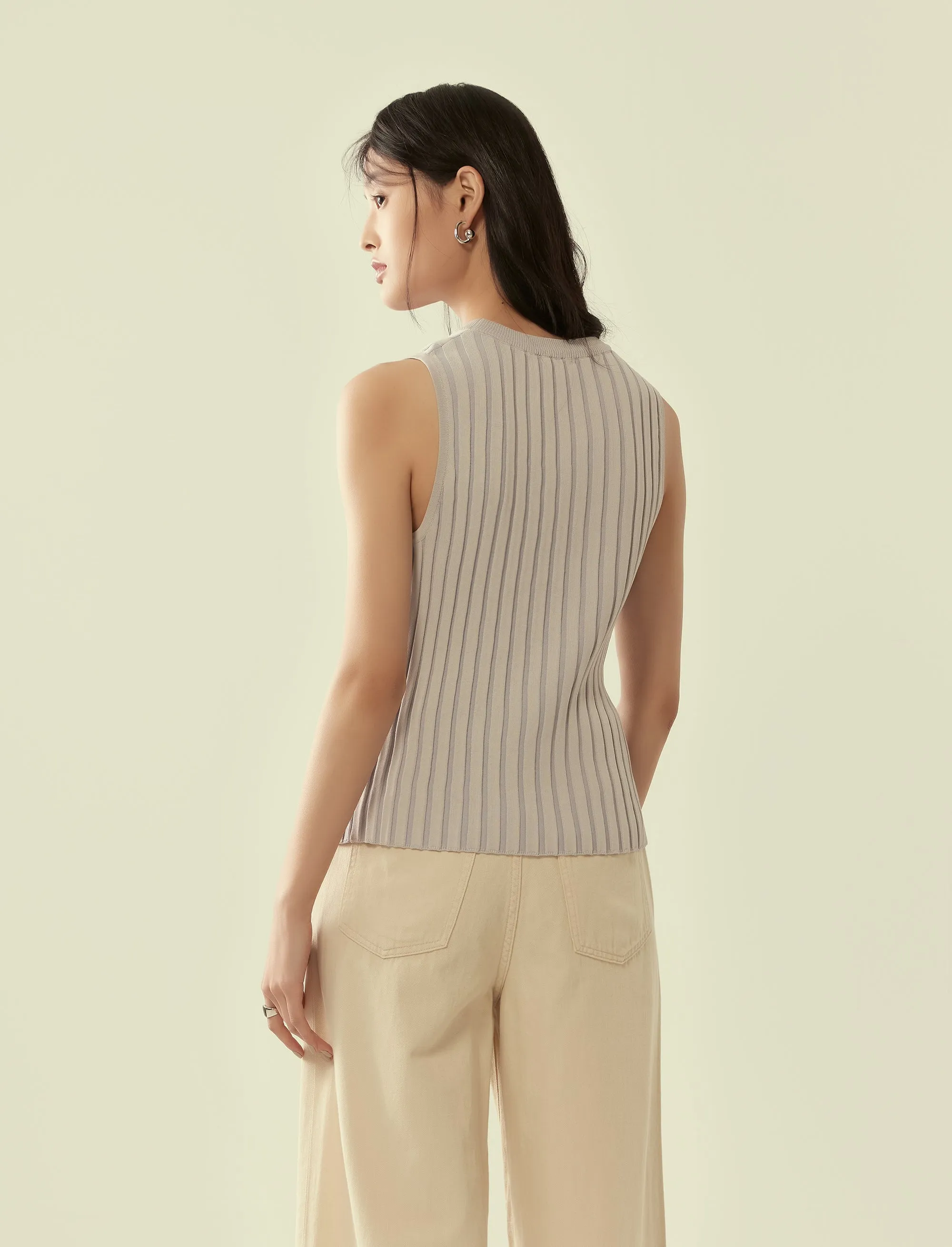 relaxed-fit rib knit vest