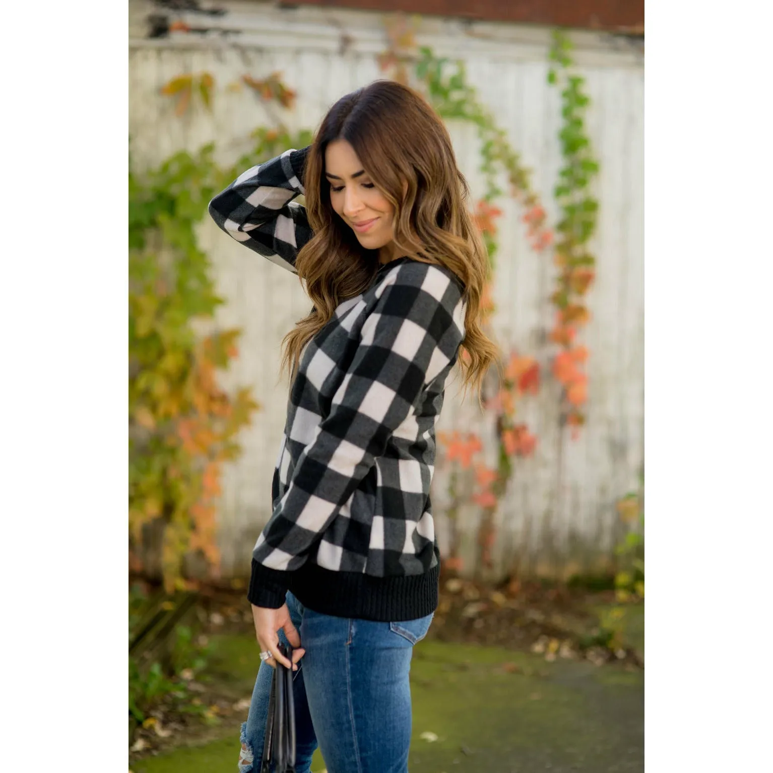 Ribbed Buffalo Check Sweatshirt