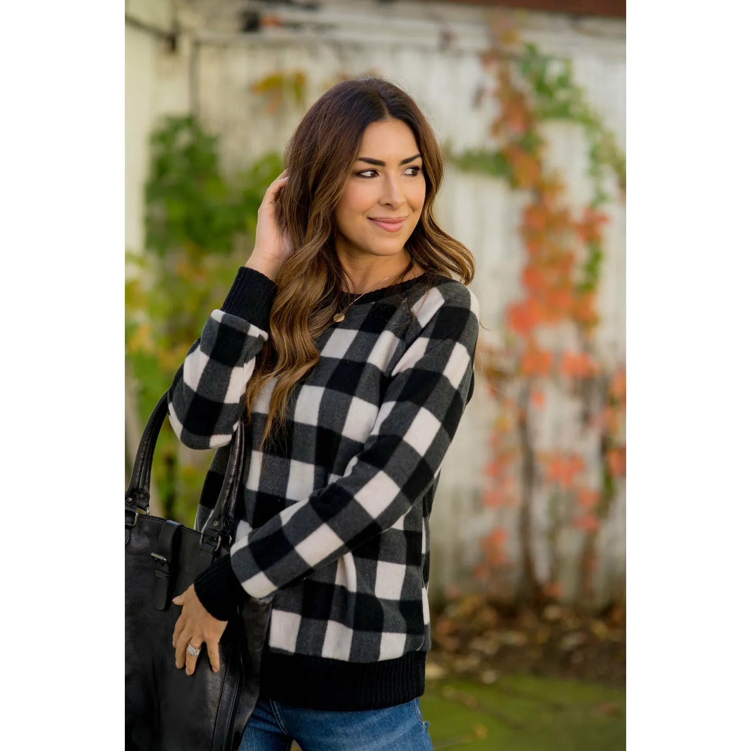 Ribbed Buffalo Check Sweatshirt