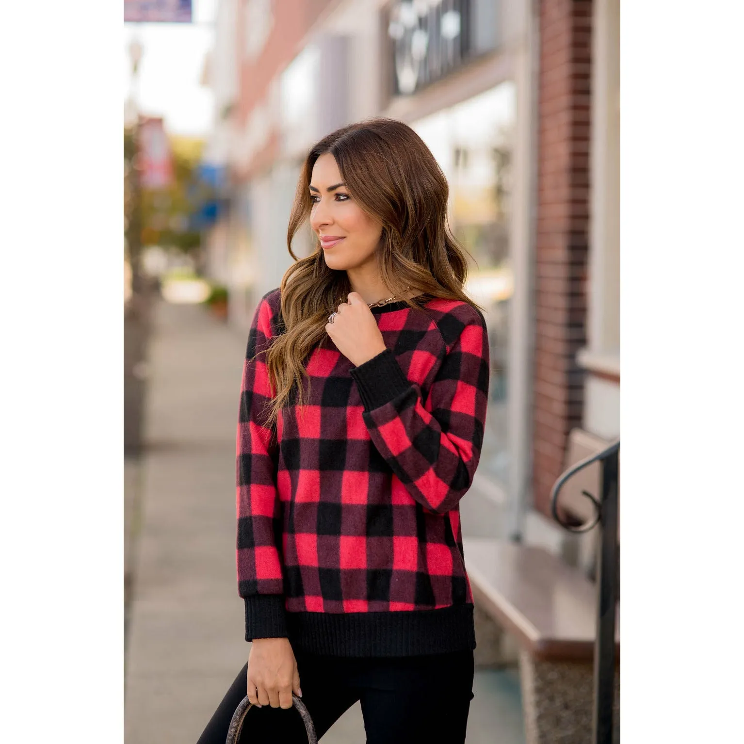 Ribbed Buffalo Check Sweatshirt