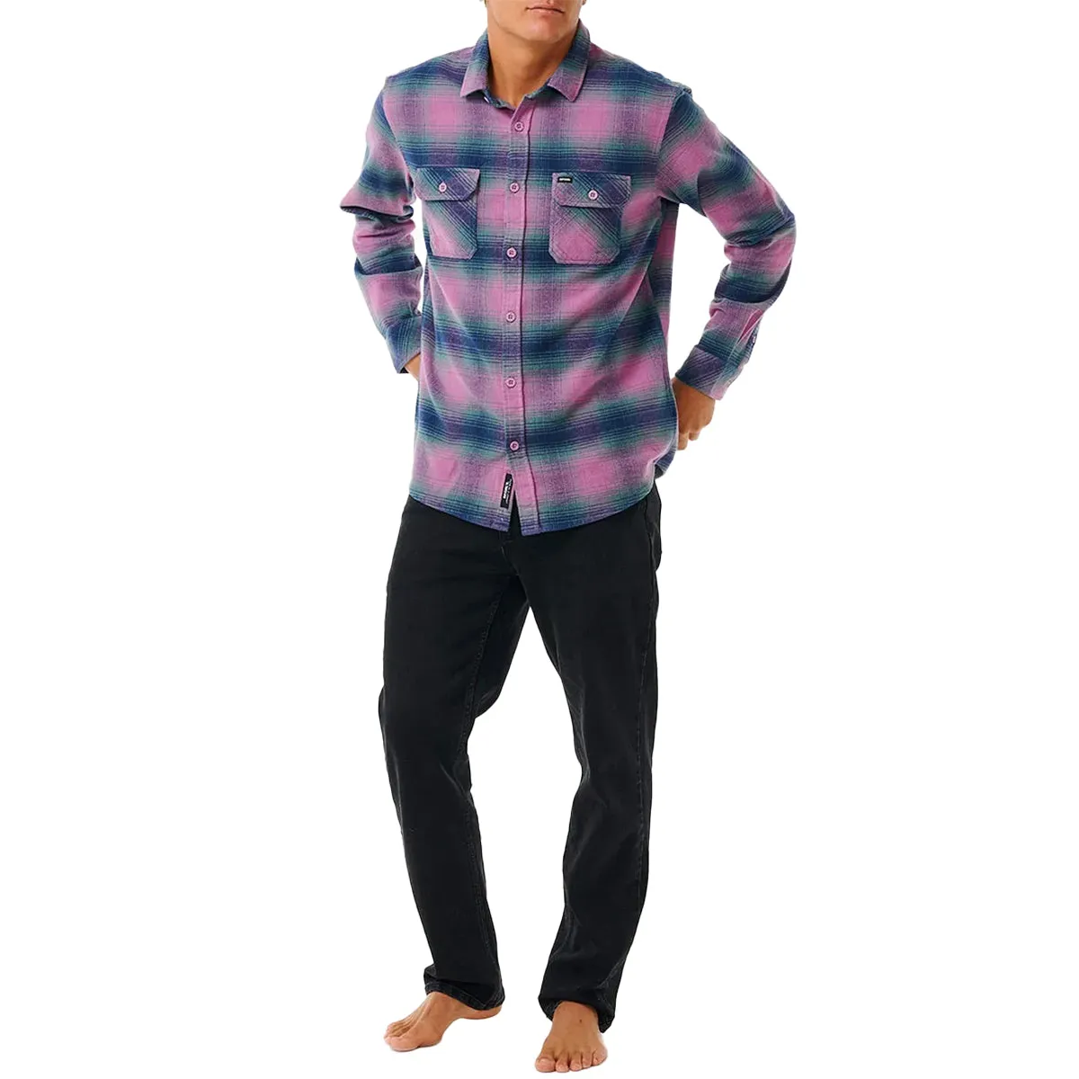 Rip Curl Count Long Sleeve Button-Up Flannel Shirt