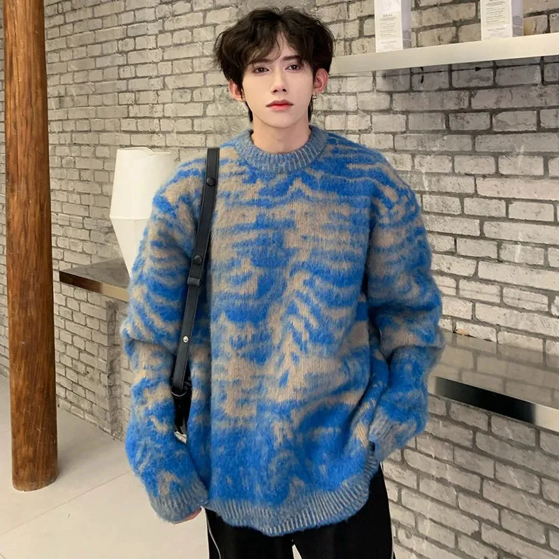 Round Collar Male Pullover Sweaters Casual Contrast Color Men's Knitting Pullovers New Fashion Spring Korean Style 9C4162