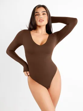 Shapewear CloudSense Long Sleeve V-Neck Sculpting Bodysuit