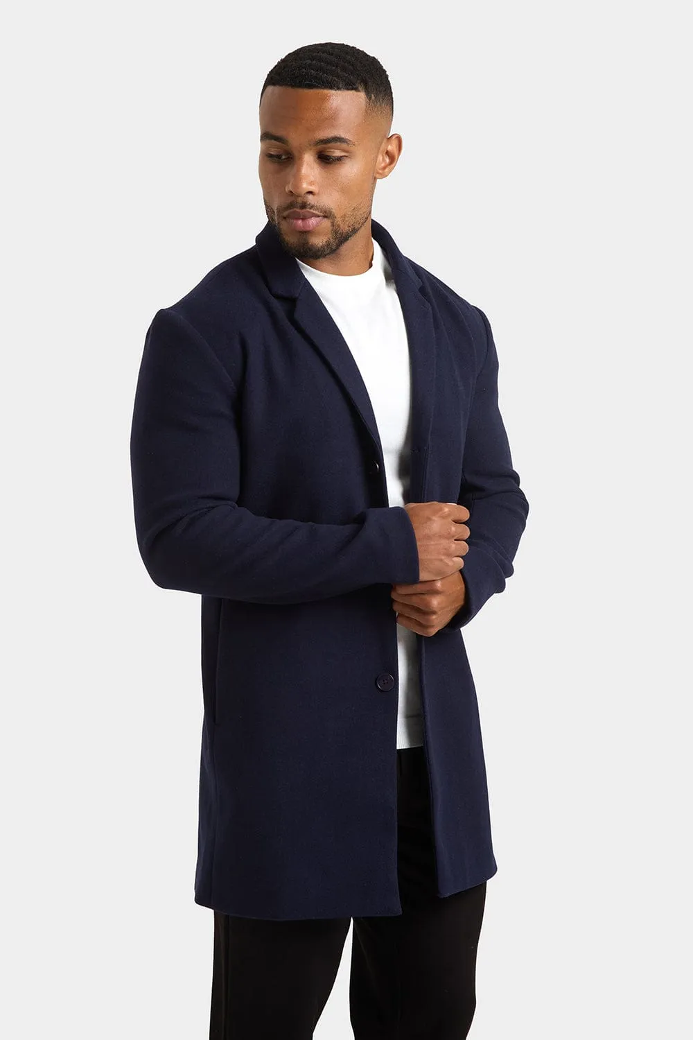 Single Breasted Overcoat in Navy