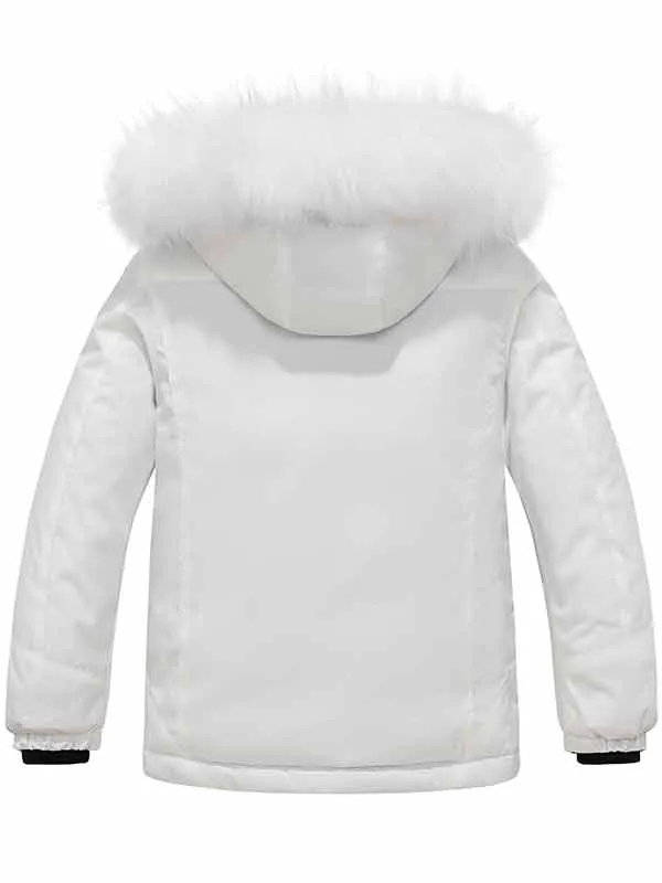 Skieer Girl's Ski Jacket Windproof Winter Jacket Fur Hooded Waterproof Rain Coat