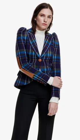 Smfa24030 Blue Plaid Pouf Blazer