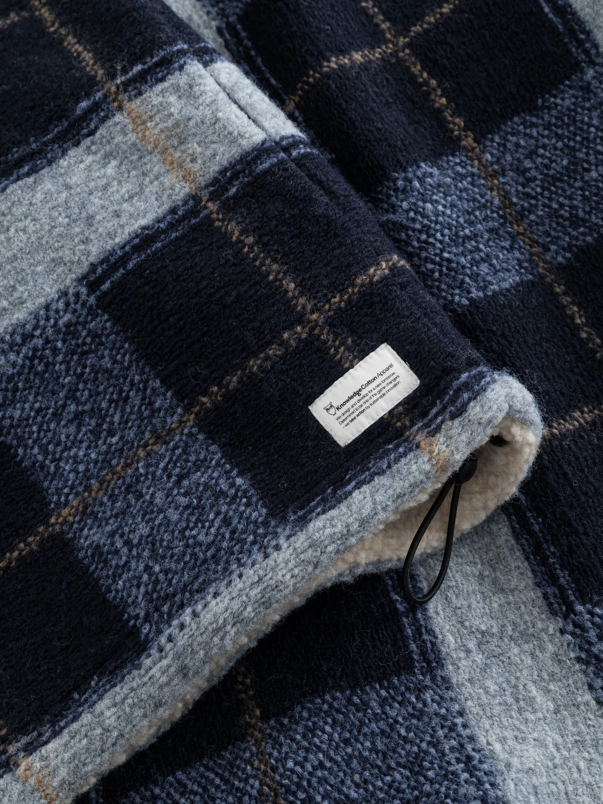 Teddy reversible zip hood jacket - blue check