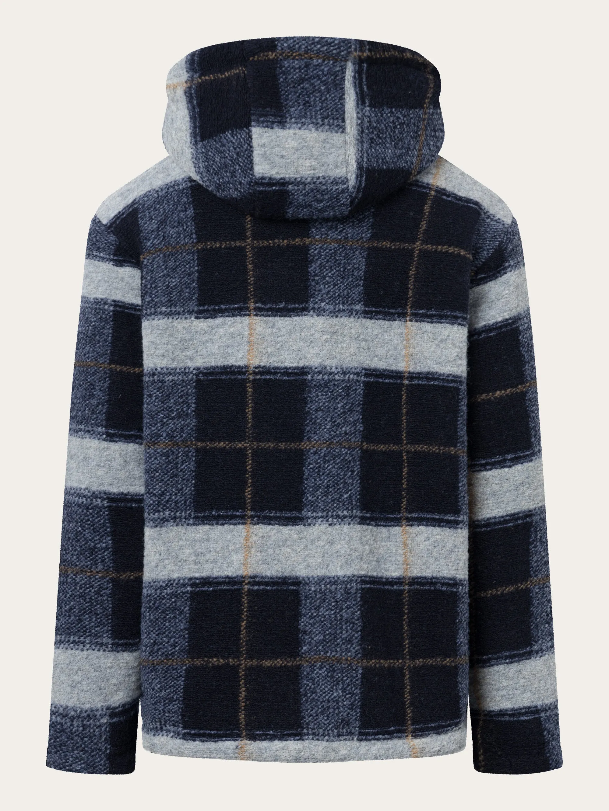 Teddy reversible zip hood jacket - blue check