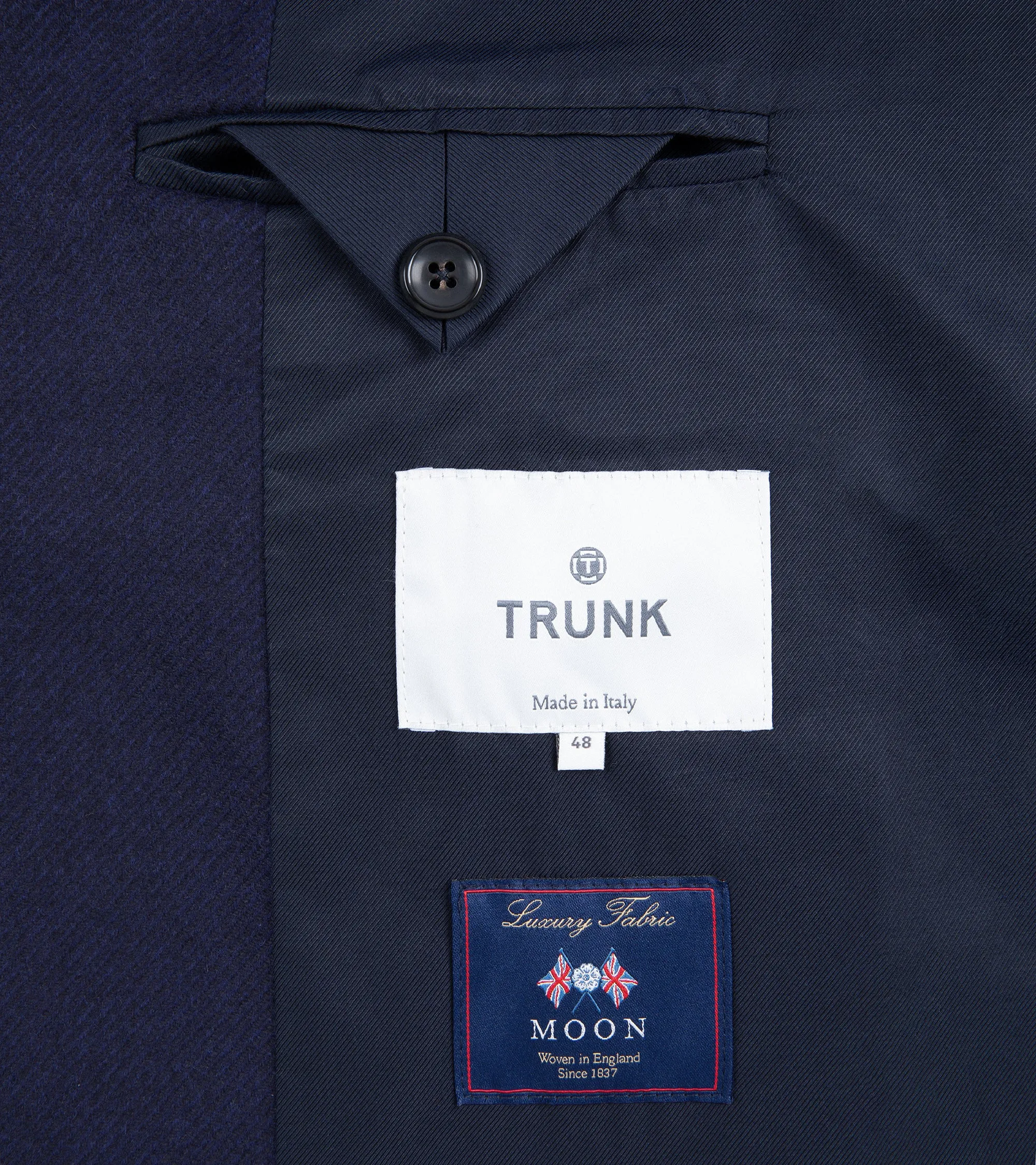 Trunk Devonshire Abraham Moon Plain Weave Wool Overcoat: Navy