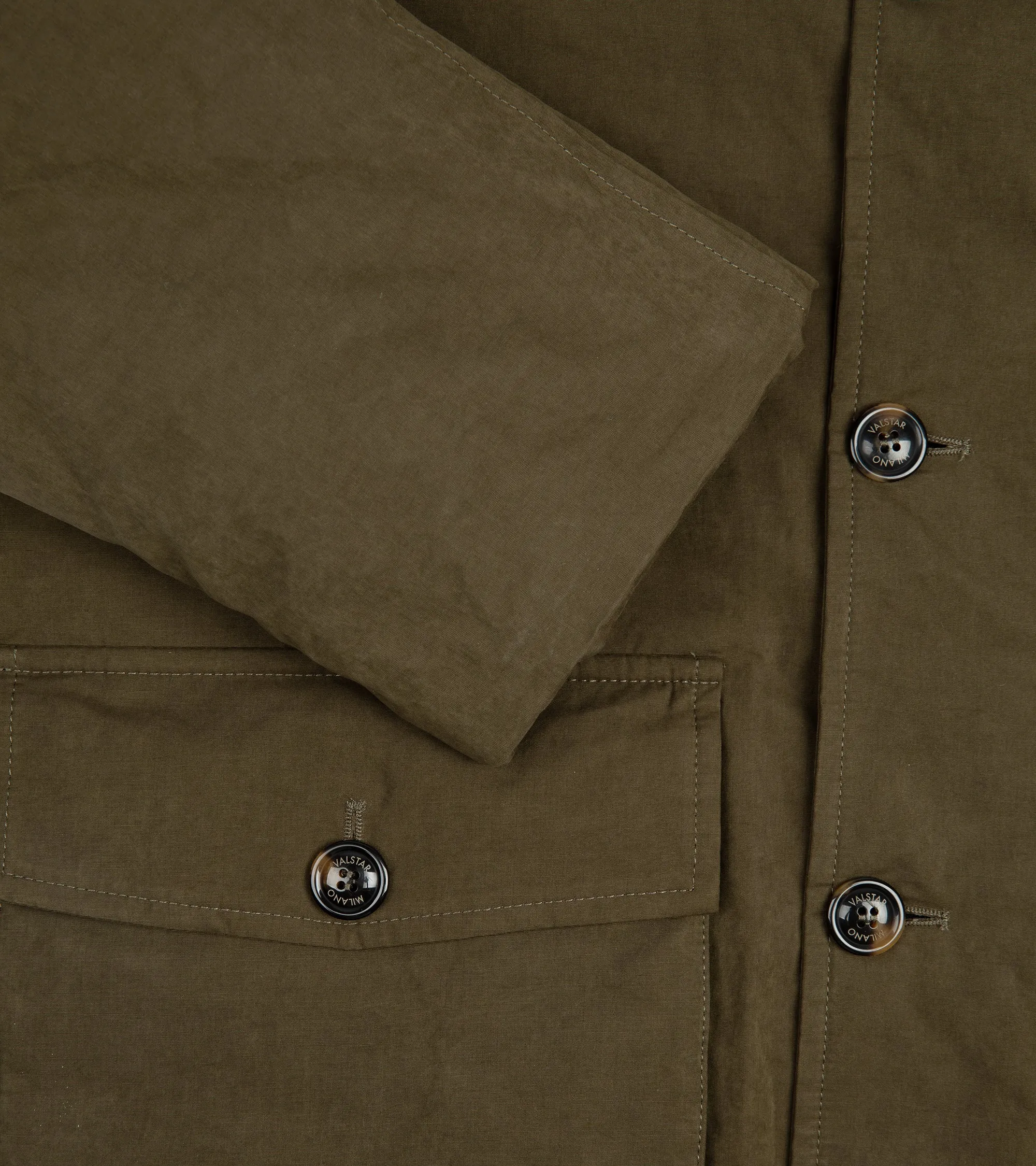 Liam Olive Waxed Cotton Hooded Jacket with Down Padding by Valstar