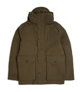 Liam Olive Waxed Cotton Hooded Jacket with Down Padding by Valstar