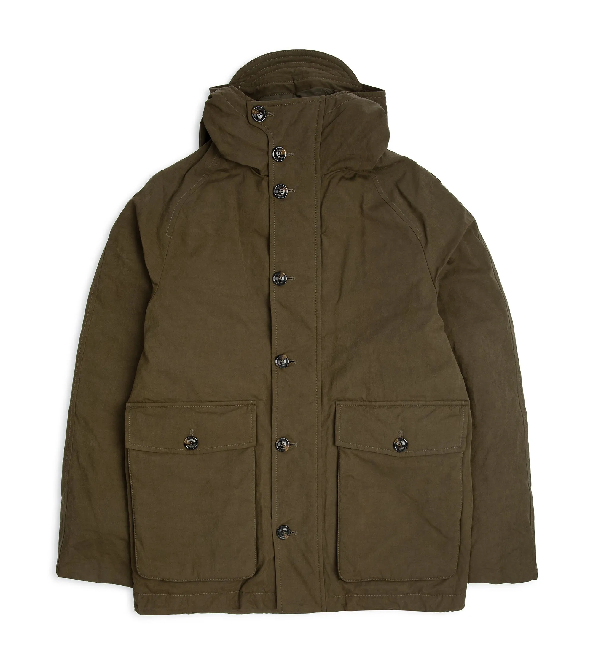 Liam Olive Waxed Cotton Hooded Jacket with Down Padding by Valstar