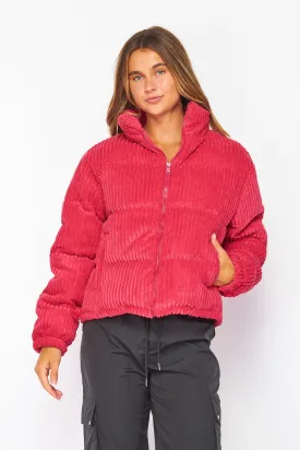 Viva Magenta Jacket Corduroy Stage Puffer Jacket