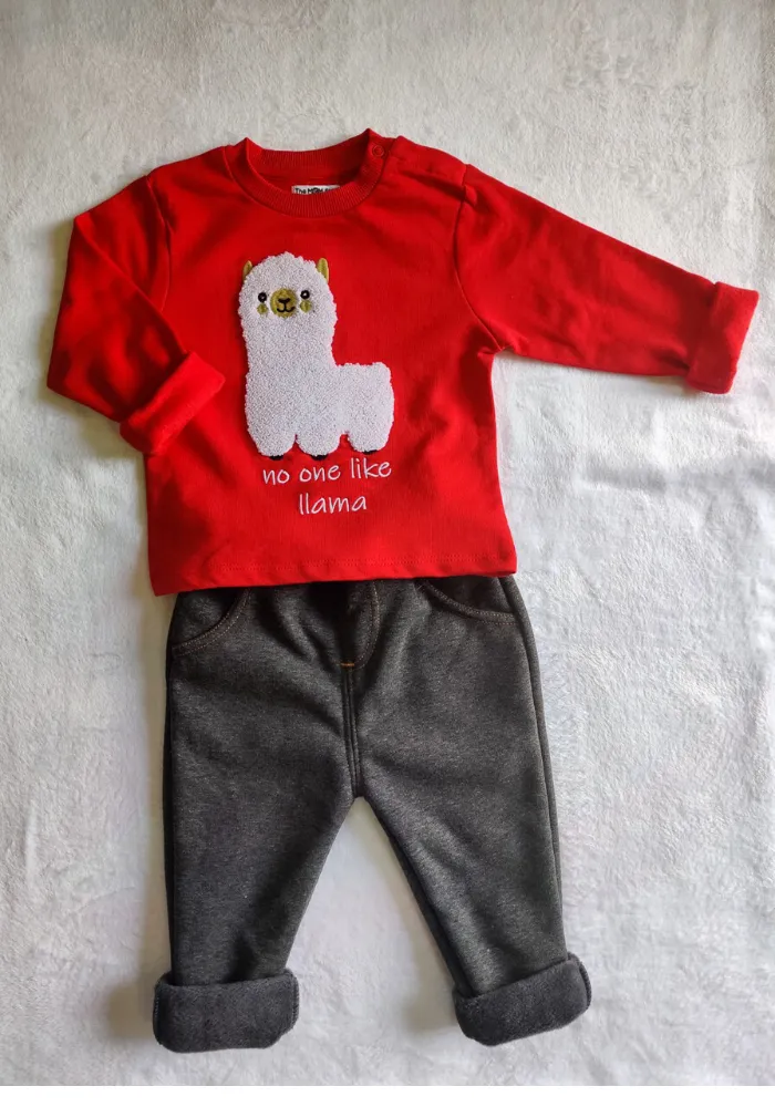 Winter Llama Sweatshirt And Grey Trouser Set