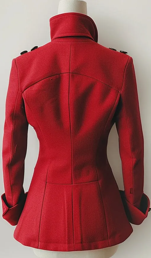 Women Stylish Red Fabric Coat