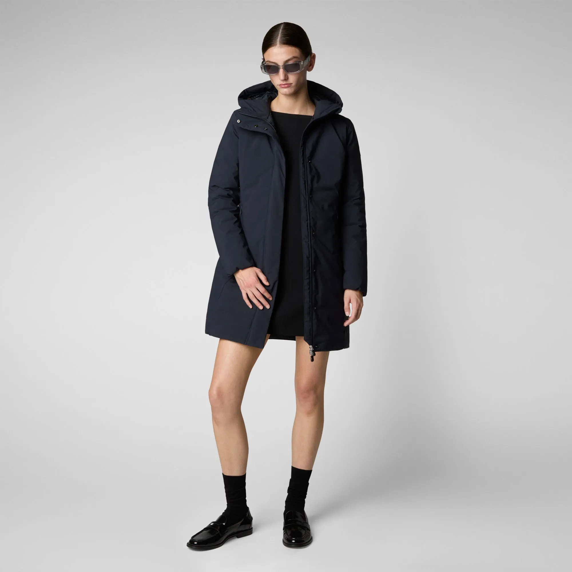 Women's Hooded Coat Leyla in blue black