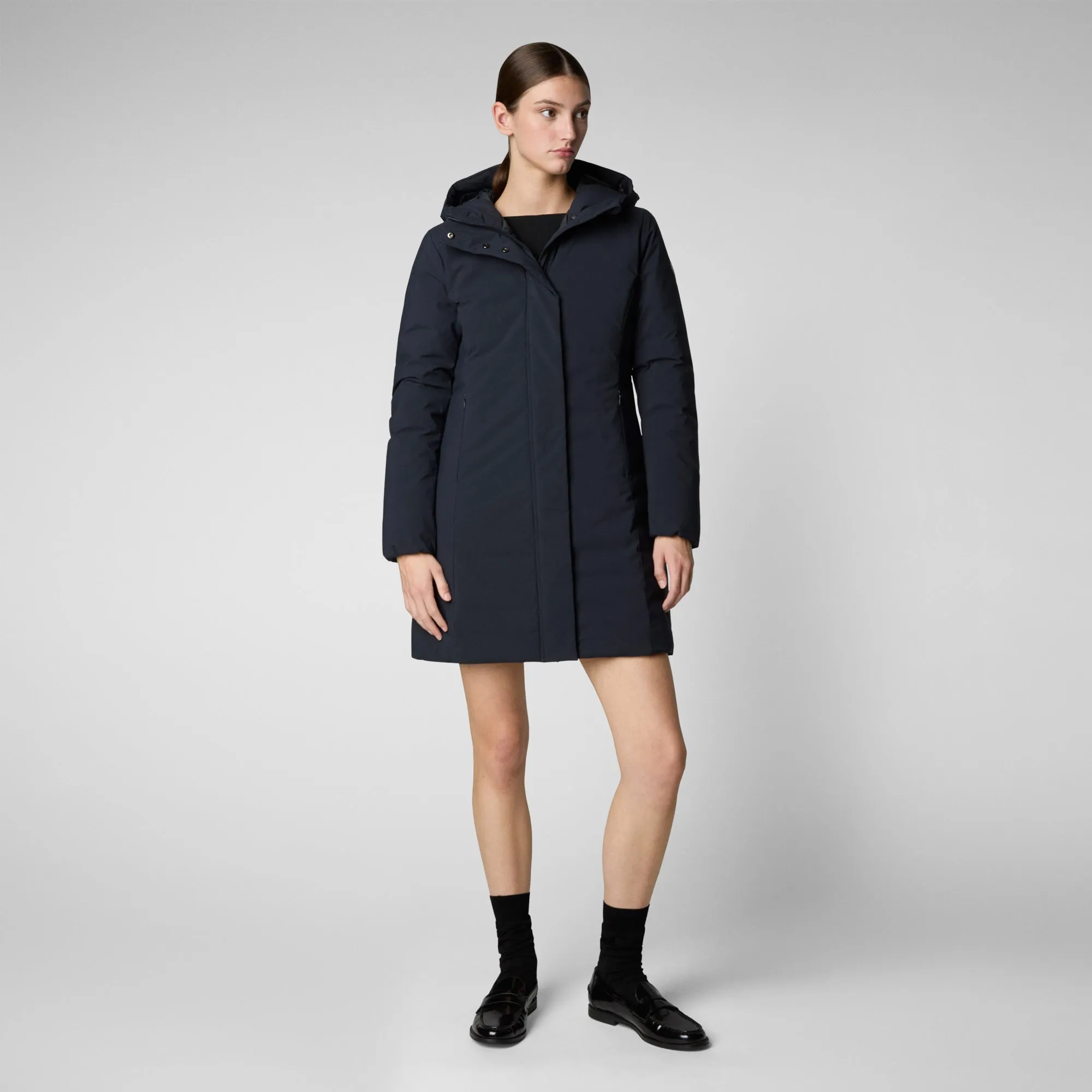 Women's Hooded Coat Leyla in blue black