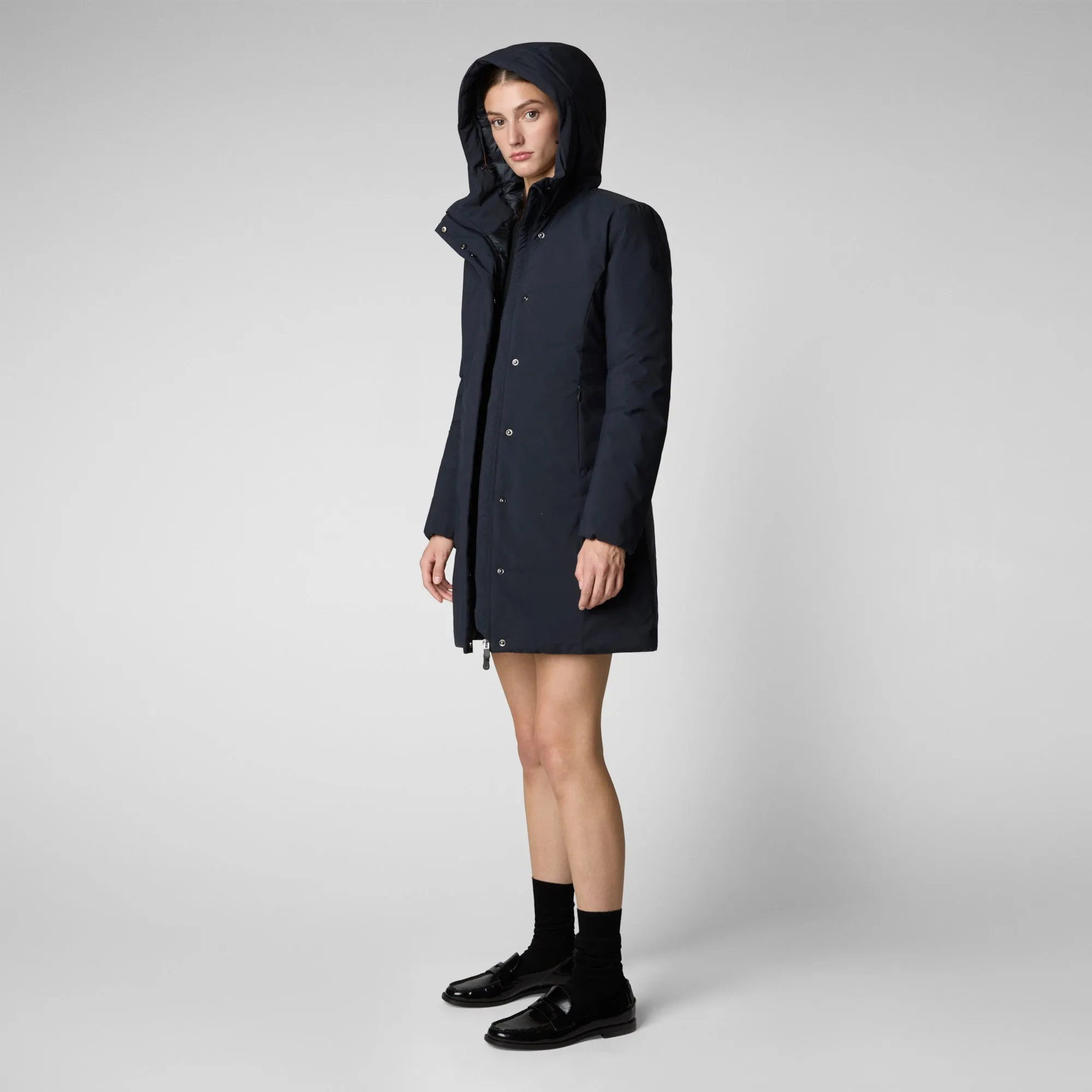 Women's Hooded Coat Leyla in blue black