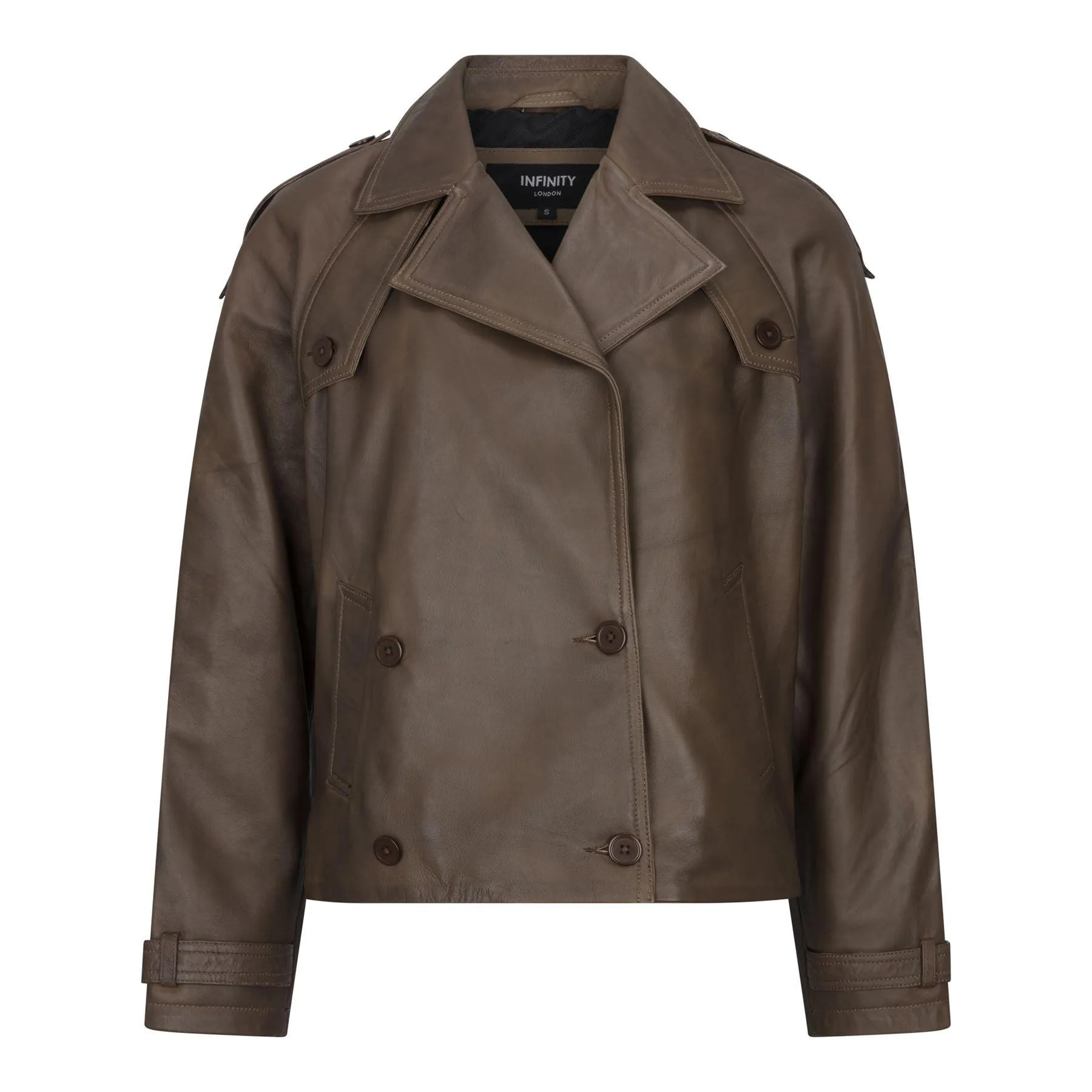 Women's Leather Jacket Cropped Trench Coat