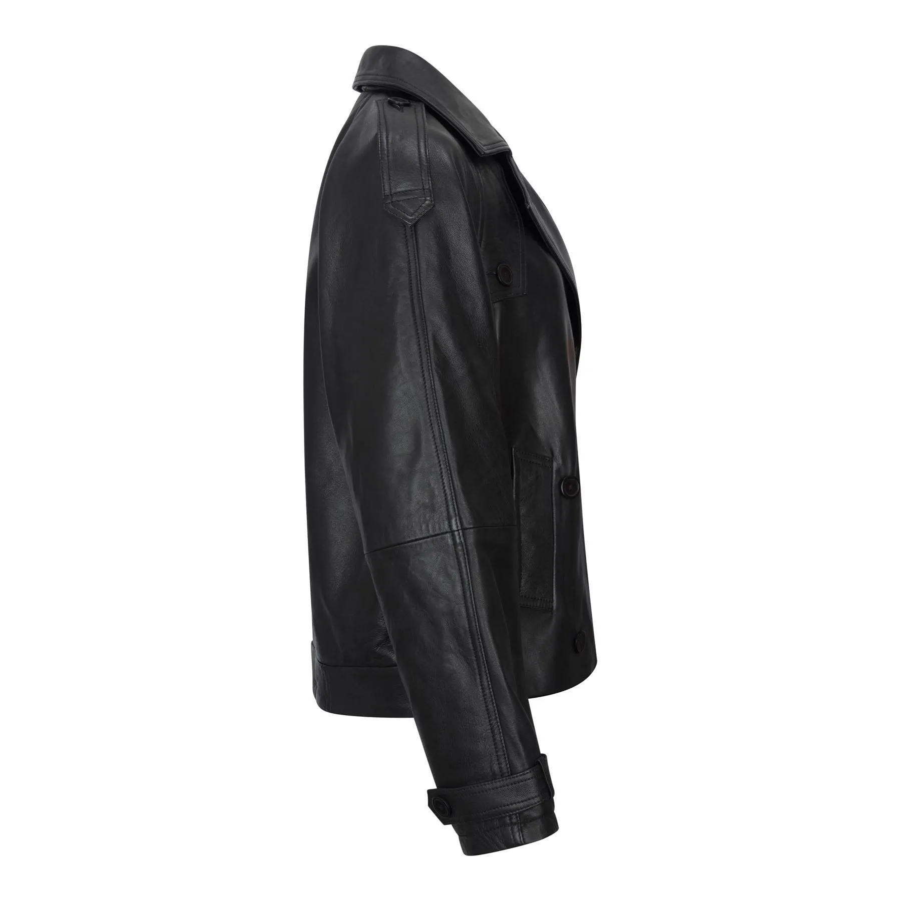 Women's Leather Jacket Cropped Trench Coat