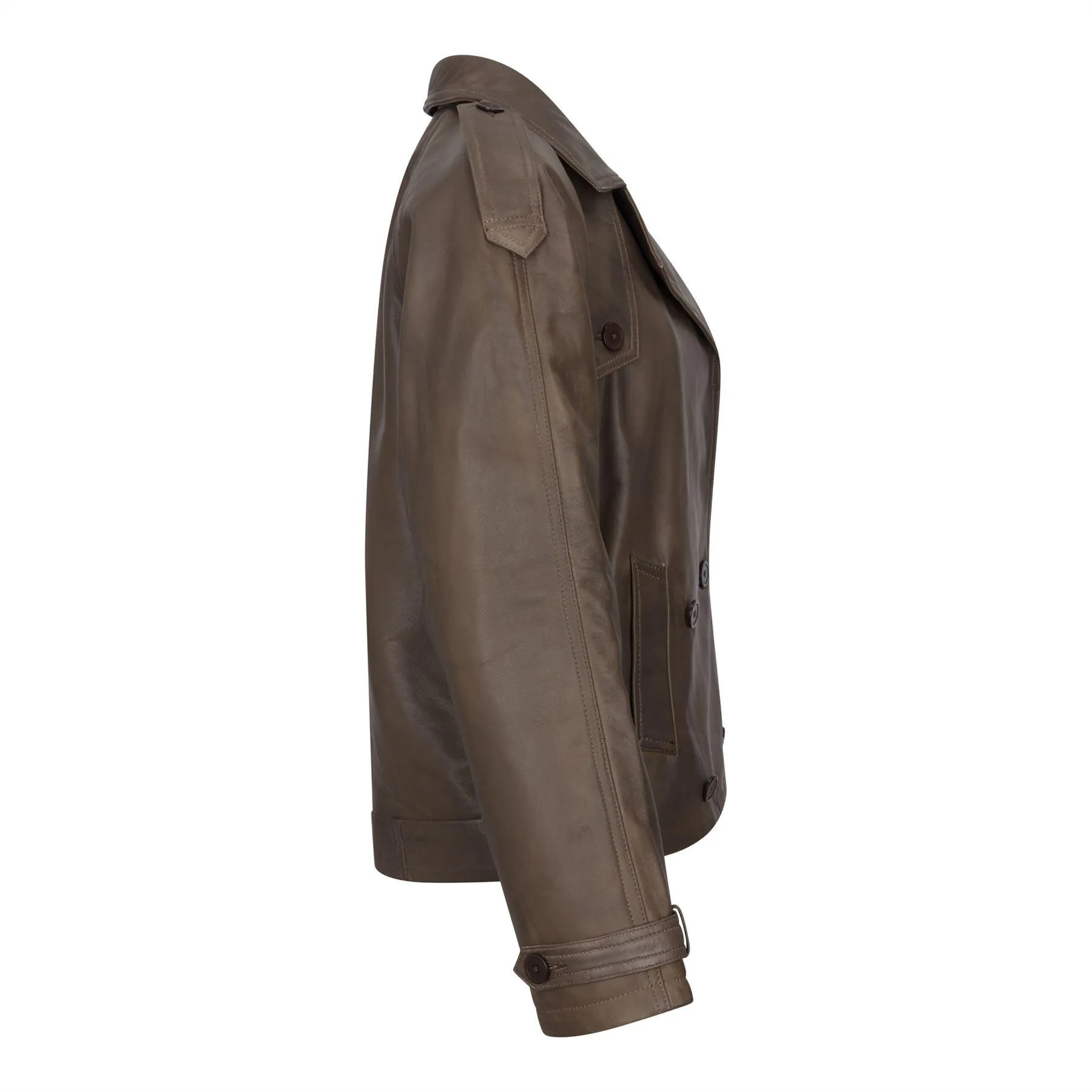 Women's Leather Jacket Cropped Trench Coat