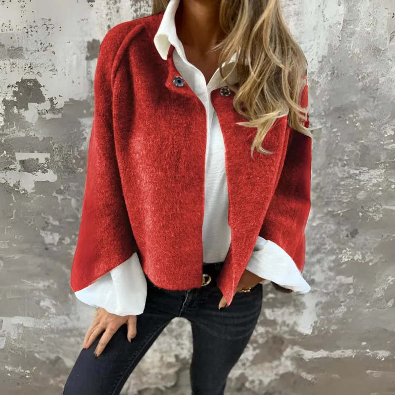 Woolen Round Long Sleeve Coat