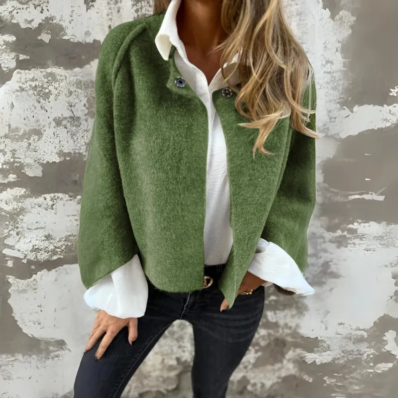 Woolen Round Long Sleeve Coat